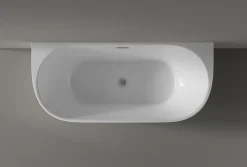 Bernstein Baignoire autoportante LENA acrylique blanc brillant - 170x75cm - Garantie 5 ans - Sans robinet, Avec siphon