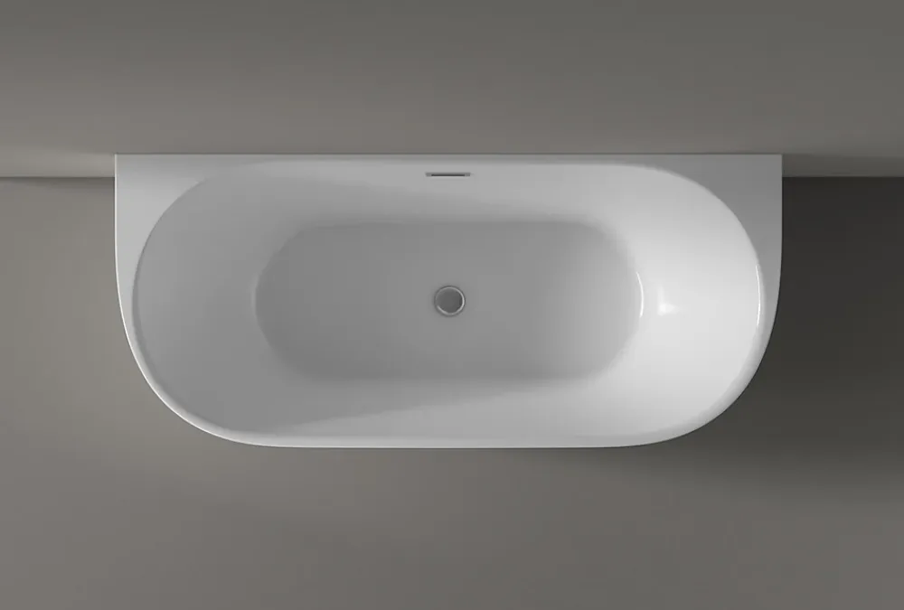 Bernstein Baignoire autoportante LENA acrylique blanc brillant - 170x75cm - Garantie 5 ans - Sans robinet, Avec siphon
