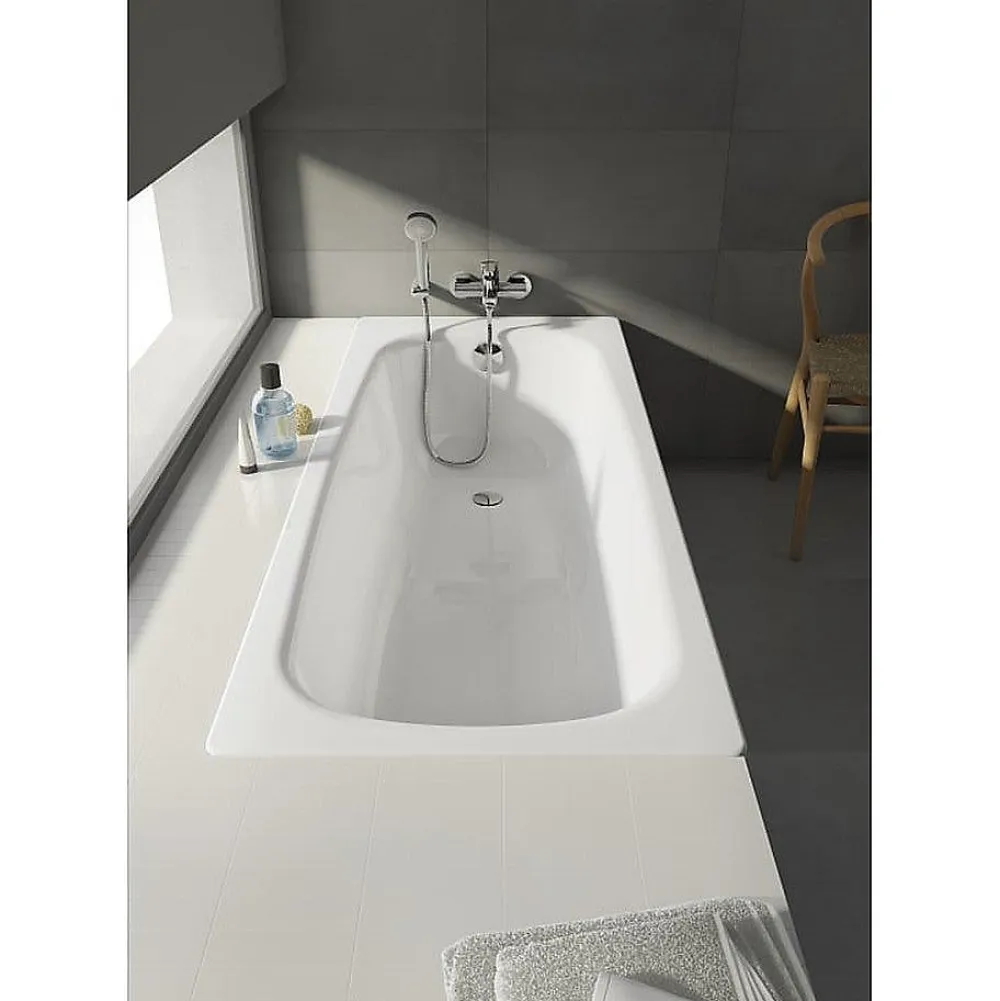 Baignoire Droite|Roca Baignoire avec pieds CONTESA 170x70cm percée 2 trous en acier blanc A235897000