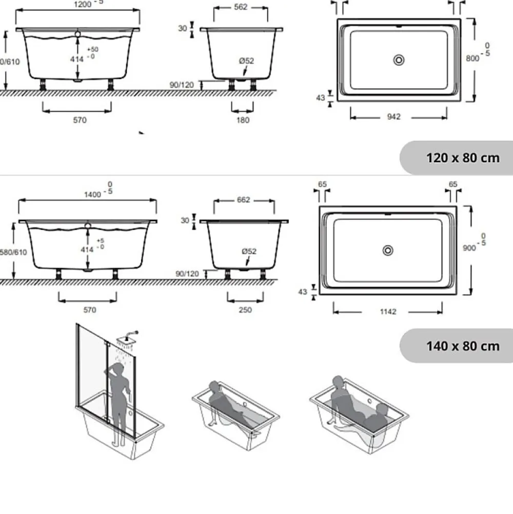 Baignoire Droite|Jacob Delafon Baignoire bain douche 120 X 80 Capsule