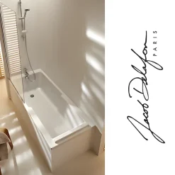 Baignoire Droite|Jacob Delafon Baignoire bain douche Struktura + pare bain + étagère 170 X 75