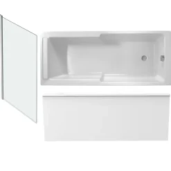 Jacob Delafon Baignoire bain douche Struktura + pare bain + tablier + étagère 170 x 70