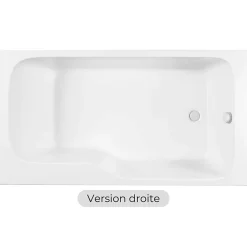 Baignoire Droite|Jacob Delafon Baignoire bain douche Malice version droite Blanc brillant 160 x 85