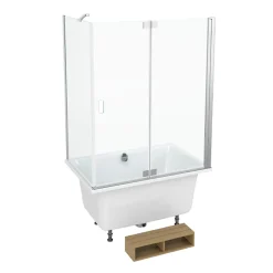 Baignoire Droite|Jacob Delafon Baignoire bain douche Capsule, compacte + pare bain en angle 120 x 80 cm