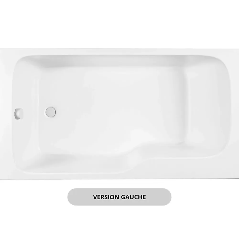 Jacob Delafon Baignoire bain douche Malice, version gauche Blanc brillant 170 x 90