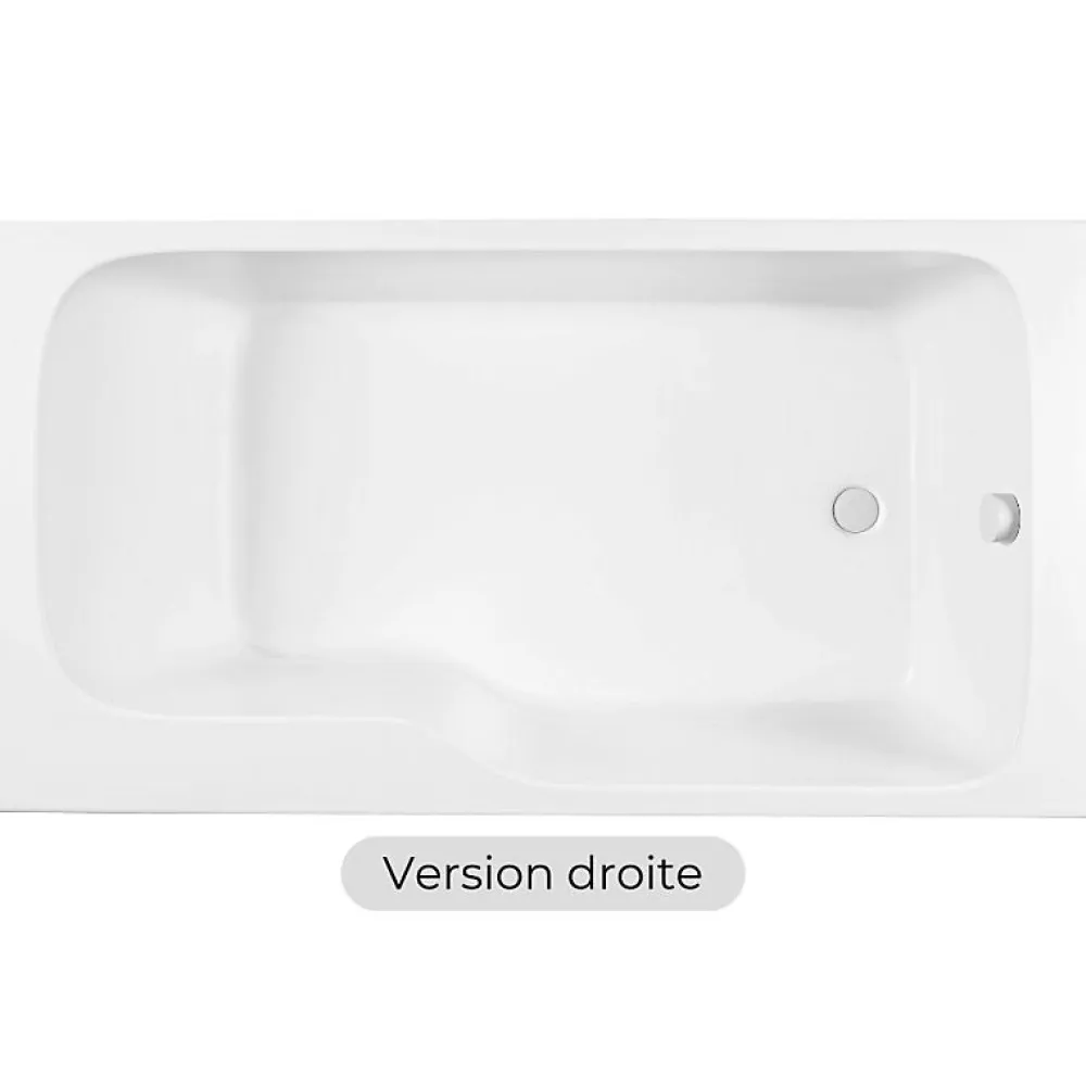 Baignoire Droite|Jacob Delafon Baignoire bain douche Malice, version droite Blanc brillant 170 x 90