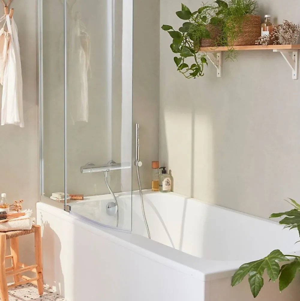 Jacob Delafon Baignoire bain douche Malice, antidérapant, version Gauche 160x85cm, Blanc mat