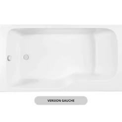 Jacob Delafon Baignoire bain douche Malice, antidérapant, version Gauche 160x85cm, Blanc mat