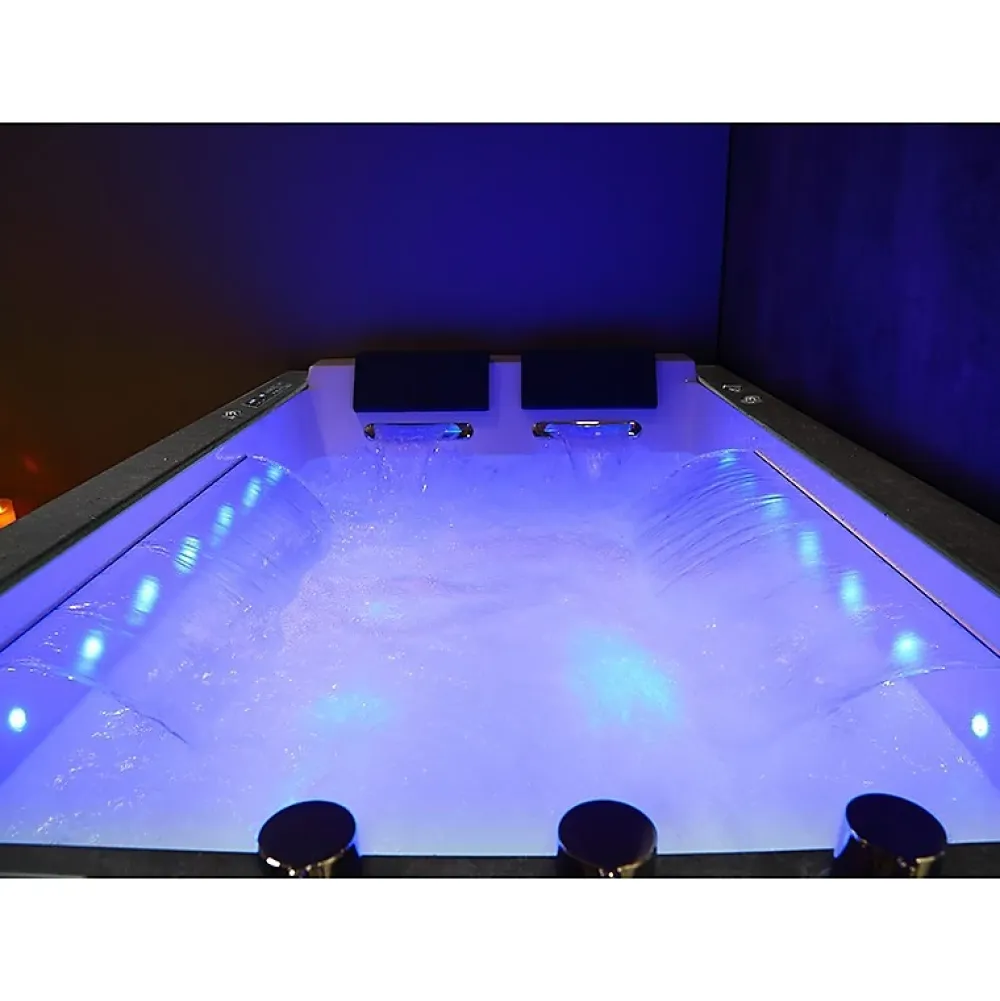 Baignoire Balnéo|Archipel Baignoire balneo LORD DUO BLACK 2 places 185X120 - DROITE