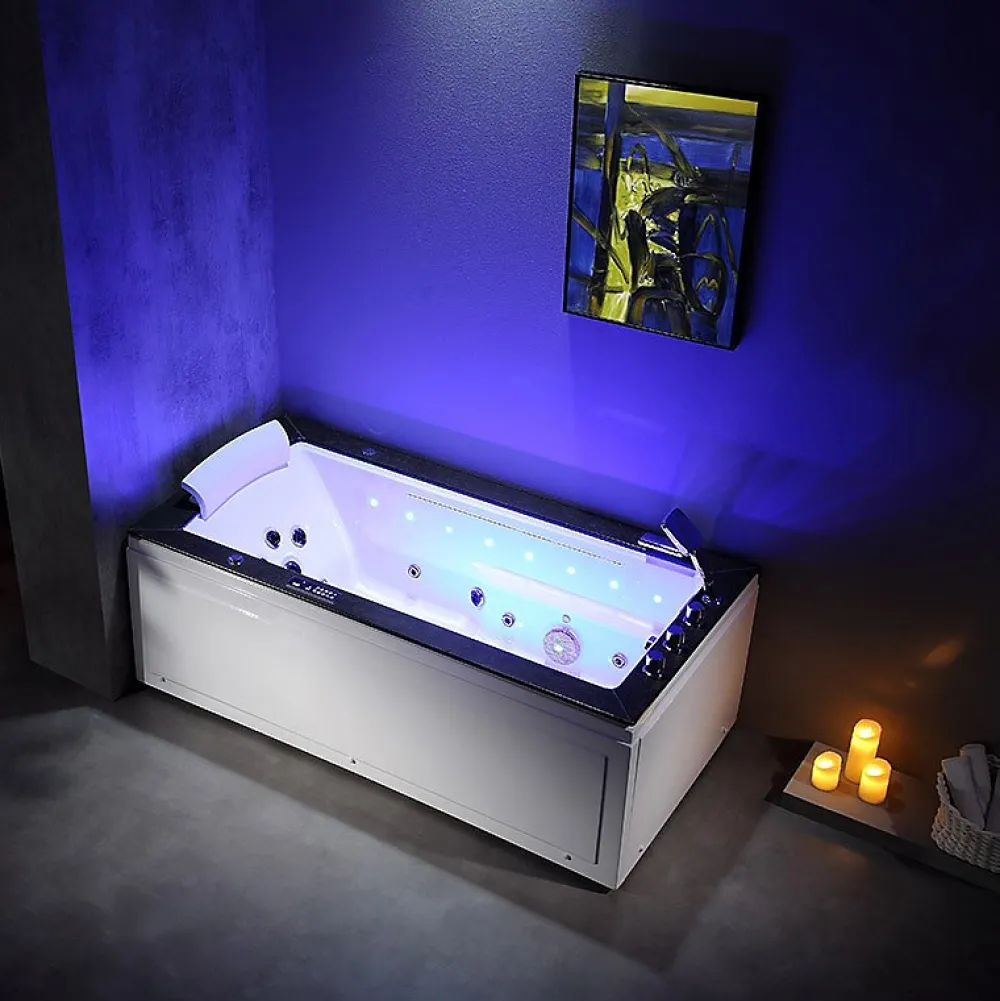 Baignoire Balnéo|Archipel Baignoire balneo LORD SOLO MAX BLACK 1 place 180X90 - DROITE