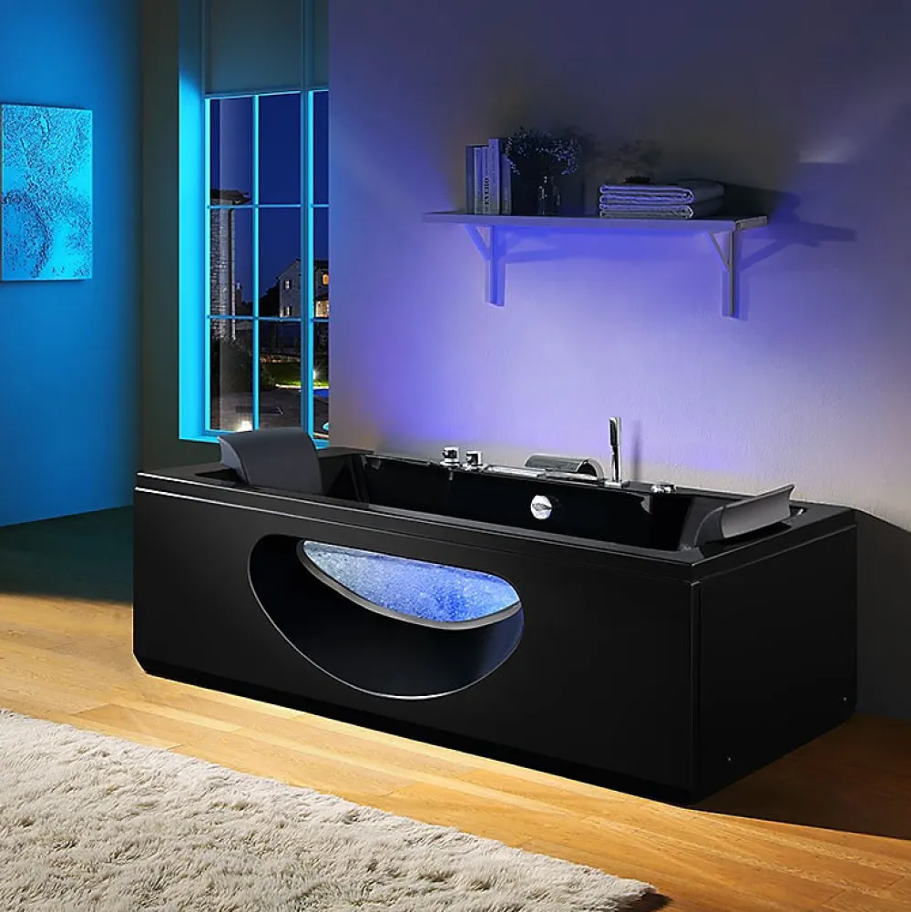 Baignoire Balnéo|Archipel Baignoire balneo RIVIERA BLACK 1 place 180x90