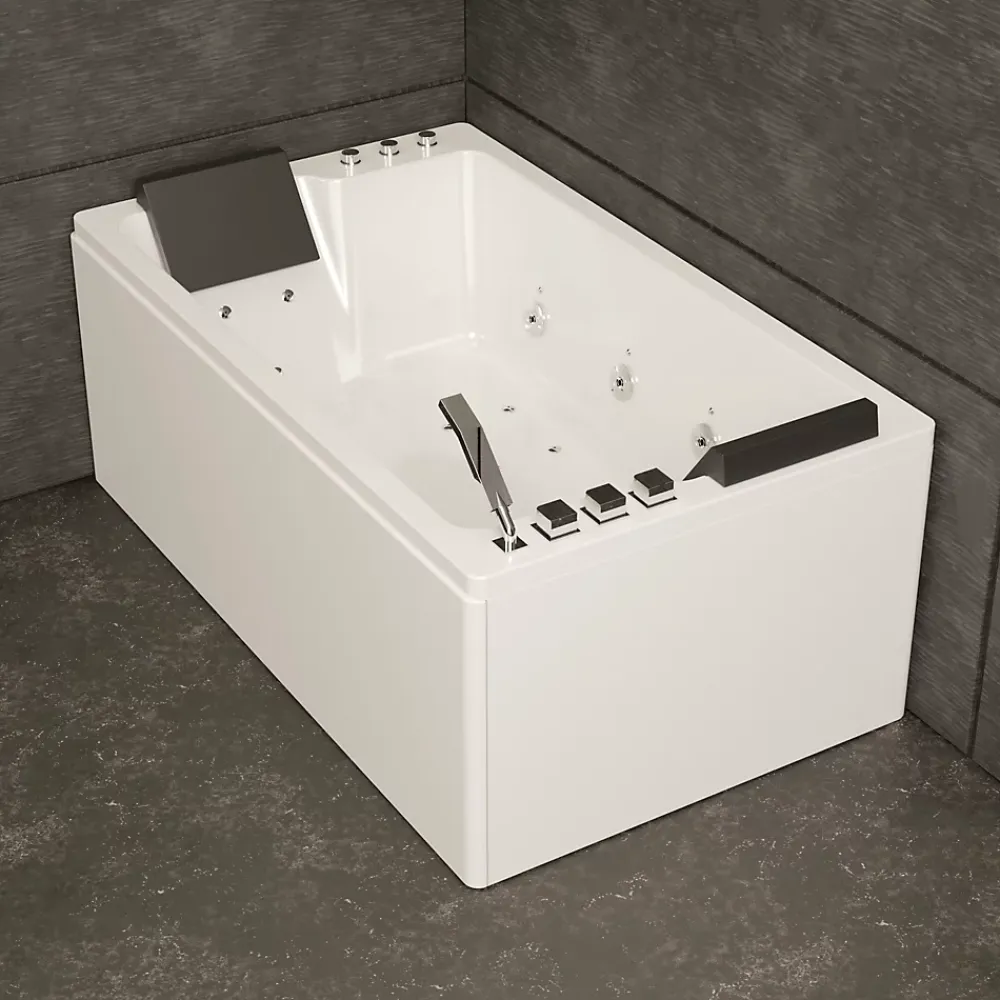Baignoire Balnéo|Spalina Baignoire balnéo 2 places droite Brava Duo 170x100 cm, blanc, by