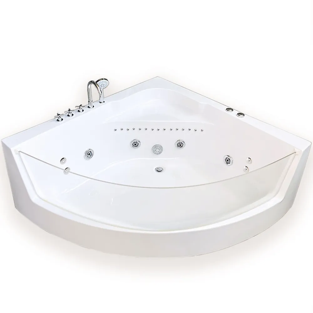 Baignoire Balnéo|Eliteshopping Baignoire Balnèo 150 X 150 cm Chromothérapie 8 jets White Maple