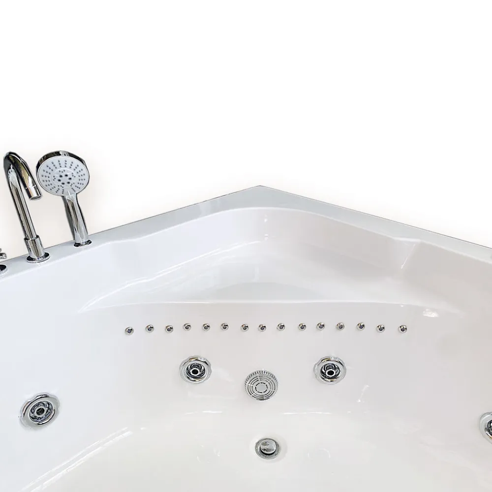 Baignoire Balnéo|Eliteshopping Baignoire Balnèo 150 X 150 cm Chromothérapie 8 jets White Maple