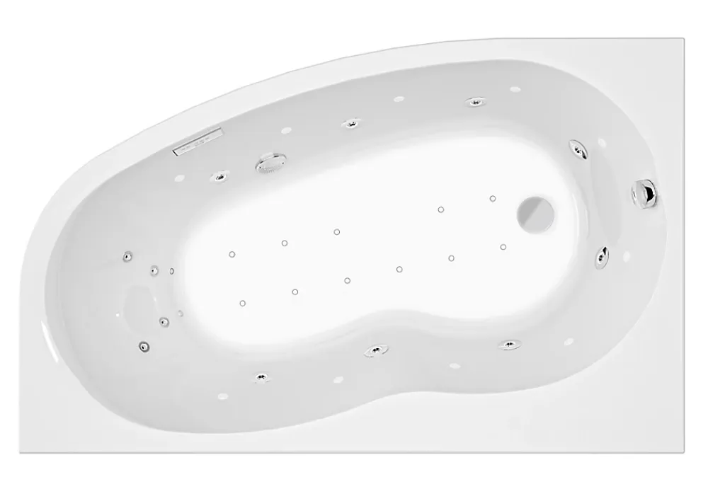 Baignoire D'Angle|Baignoire Balnéo|Allibert Baignoire balnéo asymétrique angle droit 160 x 100 cm Intensea Elba Duo + tablier