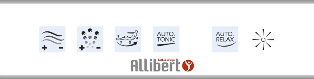 Baignoire D'Angle|Baignoire Balnéo|Allibert Baignoire balnéo asymétrique angle droit 160 x 100 cm Intensea Elba Duo + tablier