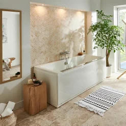 Baignoire Balnéo| Baignoire balnéo avec tablier rectangulaire L.170 x l.80 x H.63 cm en acrylique coloris blanc, Maya