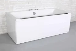 Baignoire Balnéo| Baignoire balnéo avec tablier rectangulaire L.170 x l.80 x H.63 cm en acrylique coloris blanc, Maya