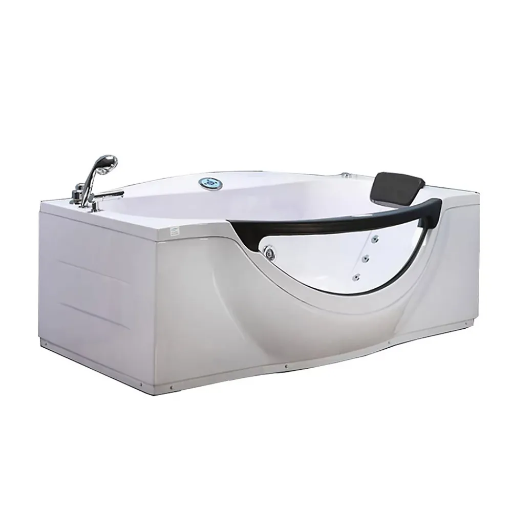 Eliteshopping Baignoire Balnèo blanc 180 X 96 cm avec verre frontal 9 jets Jasmine