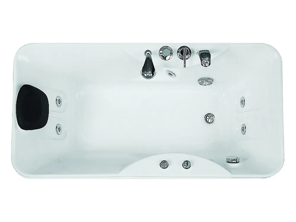 Vente-unique Baignoire balnéo blanche - 1 place - 140L - 150 x 75 x 54,5 cm - Angle droit - GAVINO