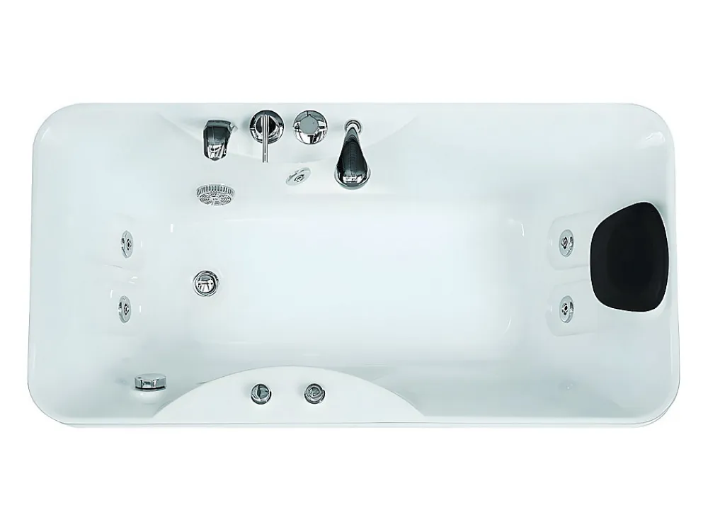 Vente-unique Baignoire balnéo blanche - 1 place - 140L - 150 x 75 x 54,5 cm - Angle gauche - GAVINO