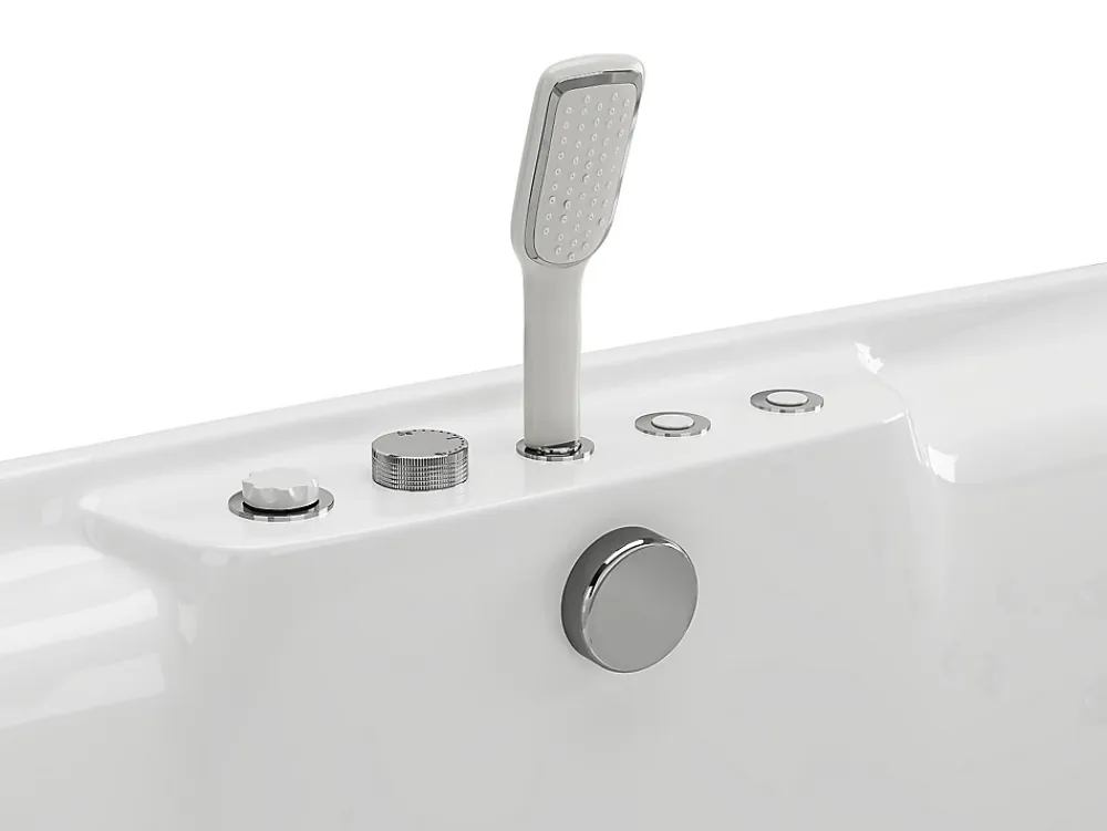 Baignoire Balnéo|Vente-unique Baignoire balnéo blanche - 2 places - 390 L - 180 x 120 x 60 cm - VOLUTA