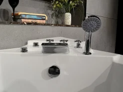 Vente-unique Baignoire balnéo d'angle vitrée - 2 places - 330 L - 138 x 138 x 59 cm - EVELINA