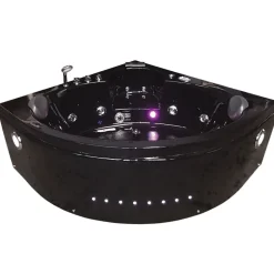 Baignoire Balnéo|Eliteshopping Baignoire Balnèo noir 150 X 150 cm Chromothérapie 14 jets Verbena