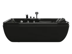 Baignoire Balnéo|Vente-unique Baignoire balnéo noire - 1 place - 140L - 150 x 75 x 54,5 cm - Angle gauche - GAVINO