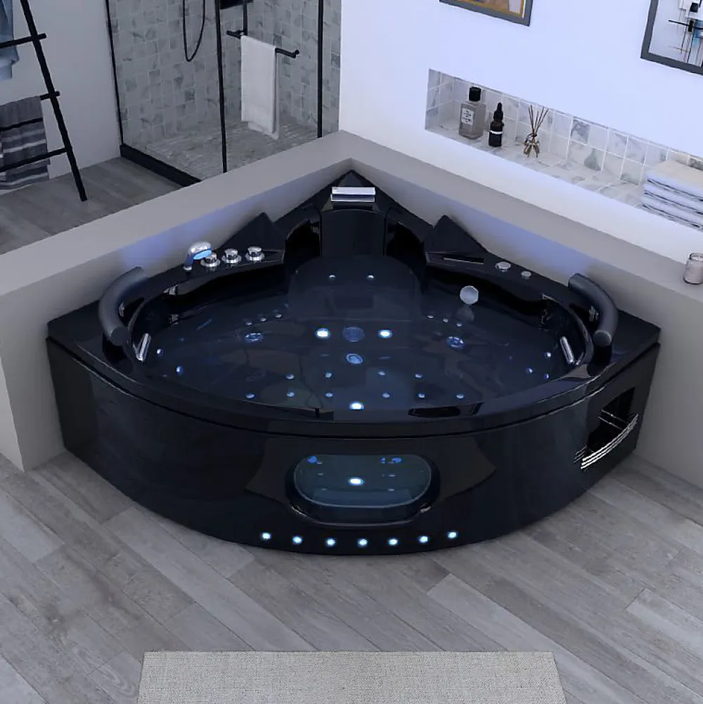 Distribain Baignoire balnéo Noire Corleone 48 jets Whirlpool