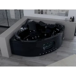 Distribain Baignoire balnéo Noire Corleone 48 jets Whirlpool