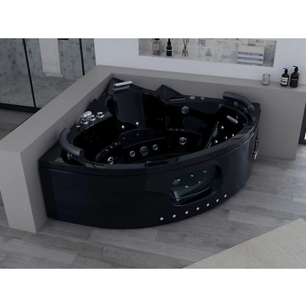 Distribain Baignoire balnéo Noire Corleone 48 jets Whirlpool