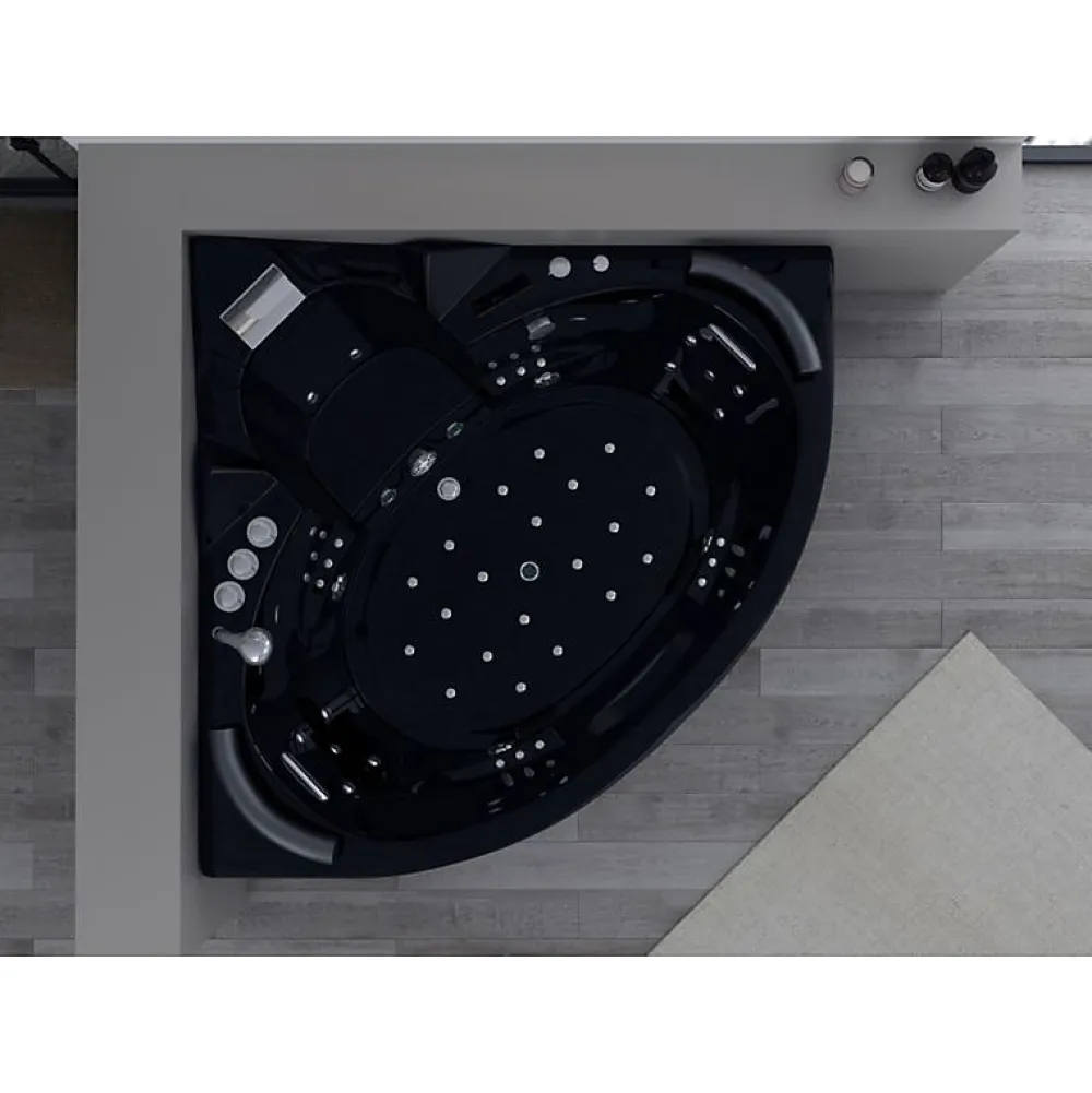 Distribain Baignoire balnéo Noire Corleone 48 jets Whirlpool