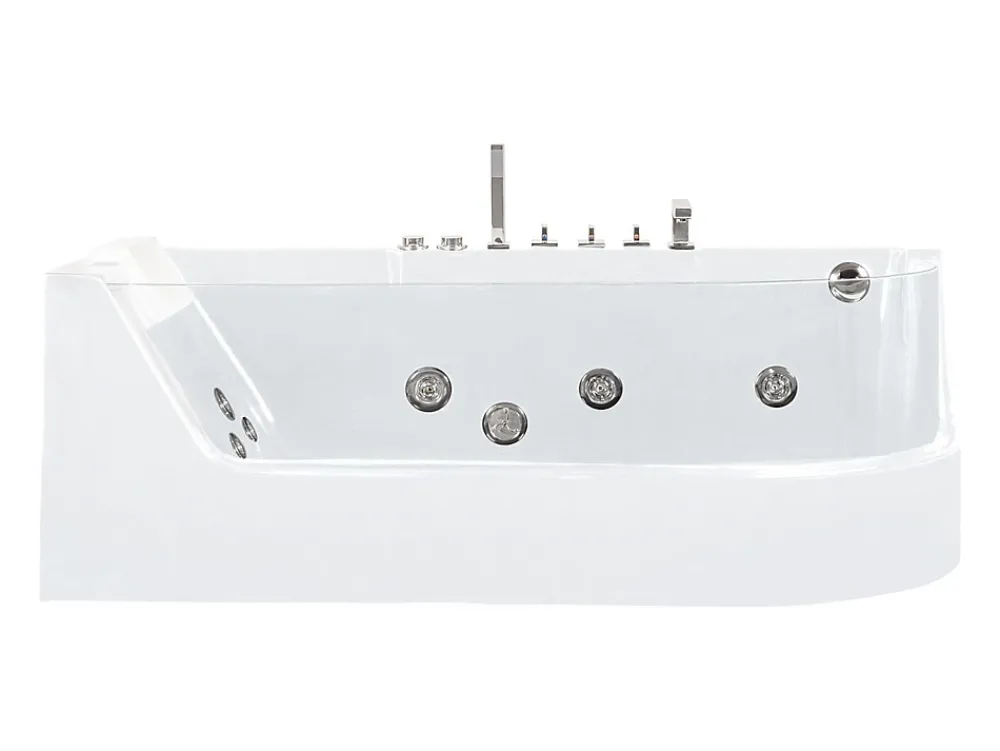 Baignoire Balnéo|Vente-unique Baignoire balnéo vitrée ARIA blanche - 1 place - 263L - 170x80x57cm - angle gauche