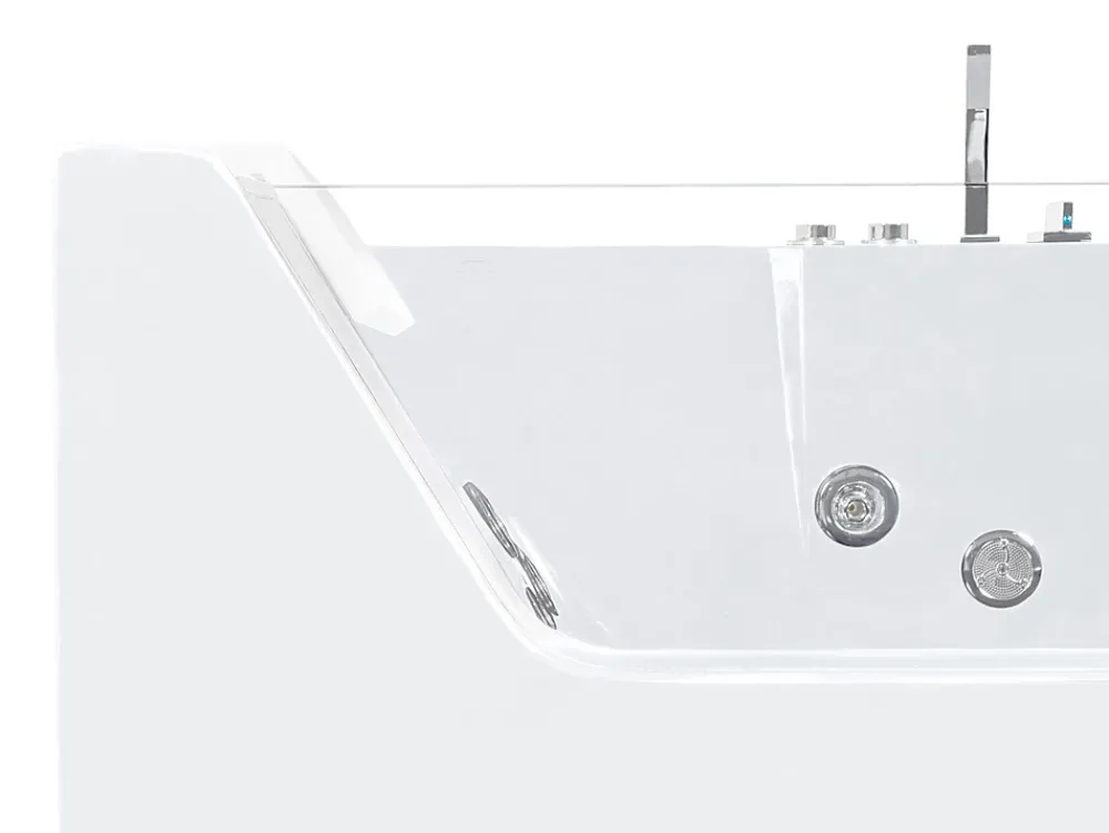 Baignoire Balnéo|Vente-unique Baignoire balnéo vitrée ARIA blanche - 1 place - 263L - 170x80x57cm - angle gauche