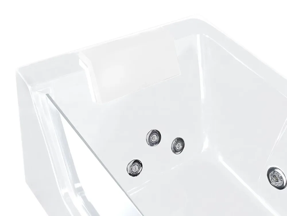 Baignoire Balnéo|Vente-unique Baignoire balnéo vitrée ARIA blanche - 1 place - 263L - 170x80x57cm - angle gauche