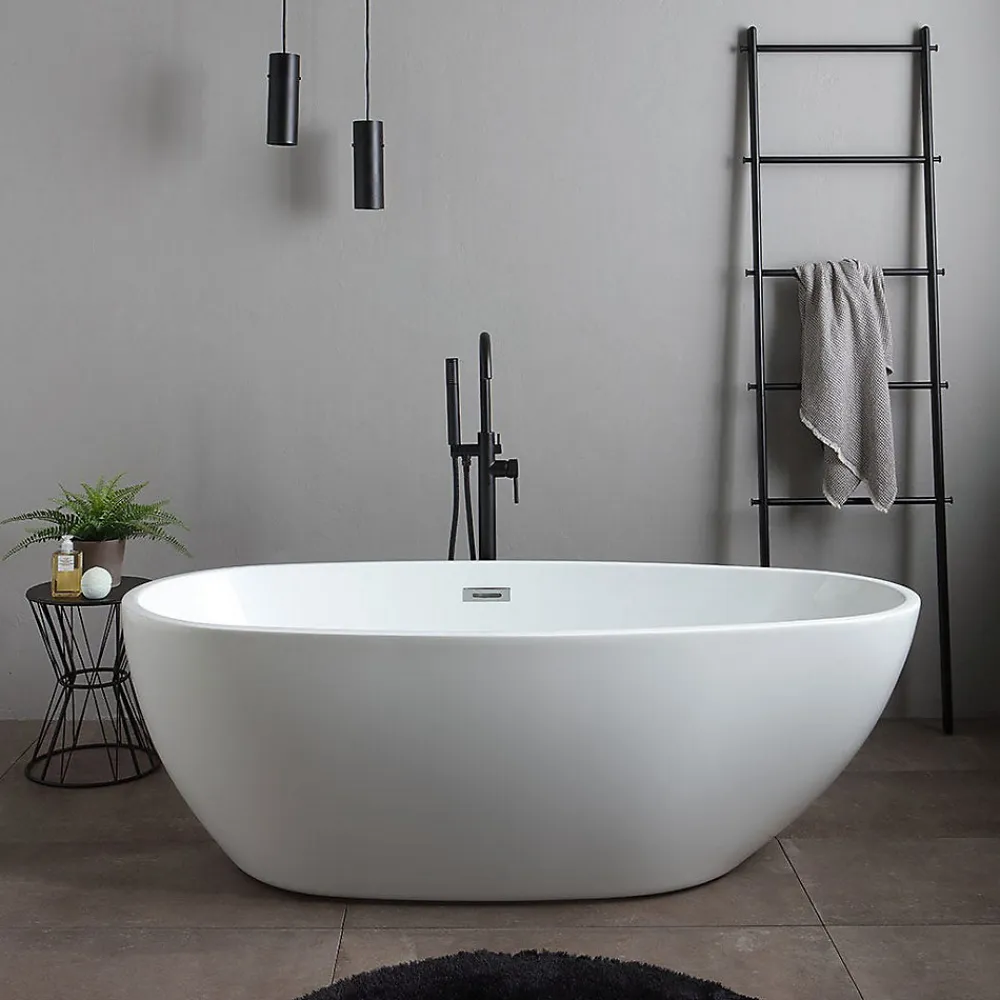 Baignoire Îlot|Kiamami Valentina Baignoire Centrale Ovale En Acrylique Blanc Alexandra