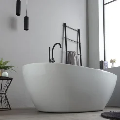 Baignoire Îlot|Kiamami Valentina Baignoire Centrale Ovale En Acrylique Blanc Alexandra