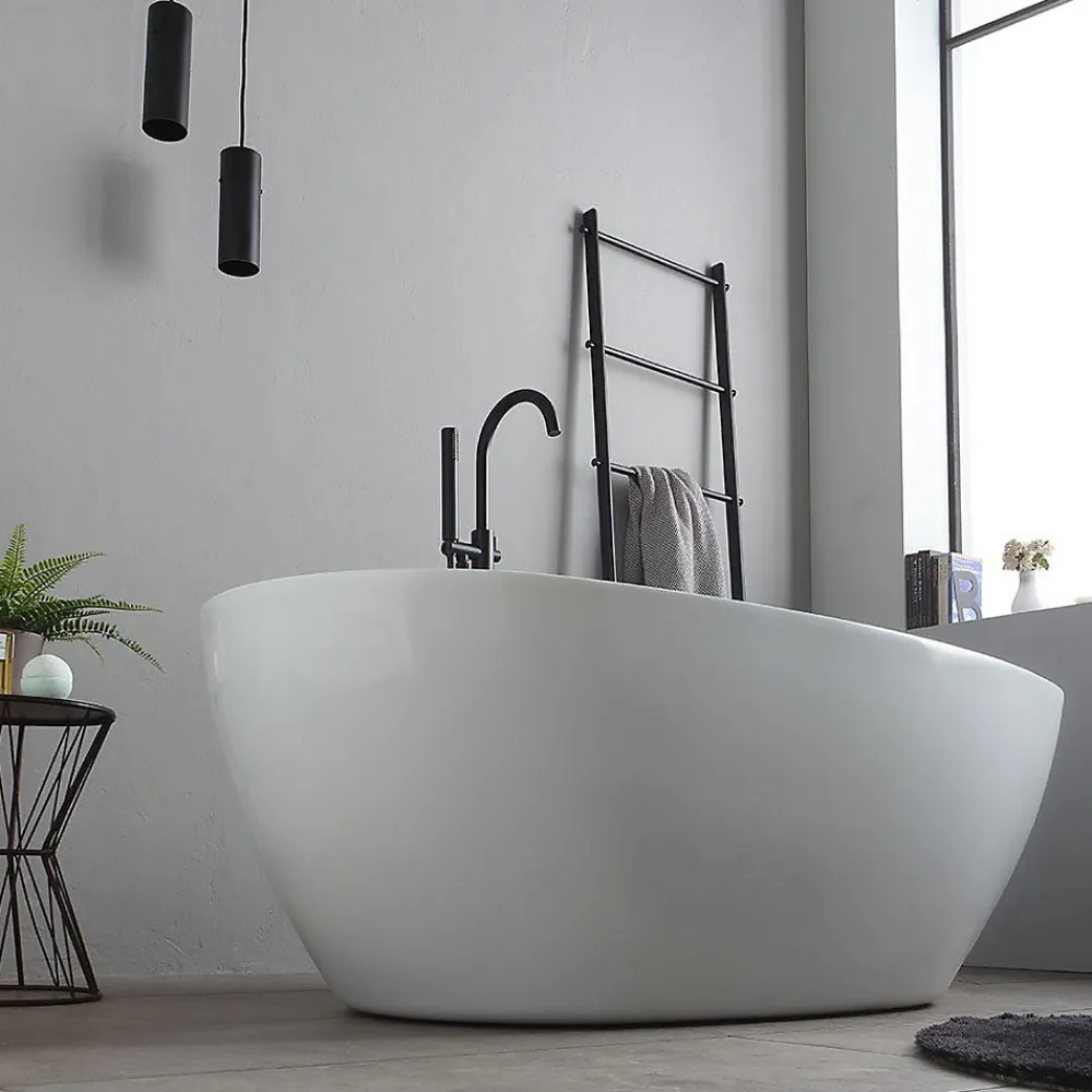 Baignoire Îlot|Kiamami Valentina Baignoire Centrale Ovale En Acrylique Blanc Alexandra