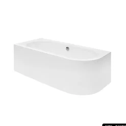 Besco Baignoire d'angle - avec tablier blanc et repose tête offert - AVITA - 170 x 75 cm - Gauche
