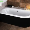 Otitec Baignoire d'angle - avec tablier noir Mat et repose tête offert - AVITA - 180 x 80 cm - Gauche