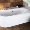 Baignoire Asymétrique|Besco Baignoire d'angle - avec tablier blanc et repose tête offert - AVITA - 170 x 75 cm - Droite