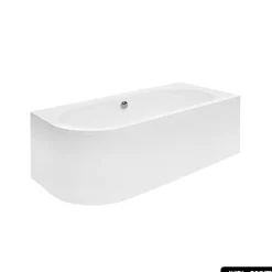 Baignoire Asymétrique|Besco Baignoire d'angle - avec tablier blanc et repose tête offert - AVITA - 170 x 75 cm - Droite