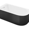 Baignoire D'Angle|Vente-unique Baignoire d'angle - 201L - 150 x 75 x 58 cm - Noir brillant - Angle gauche - ANIKA