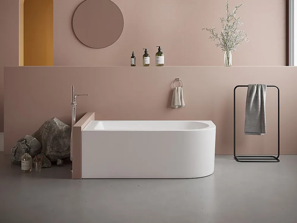 Vente-unique Baignoire d'angle - 240L - 170 x 75 x 58 cm - Blanche - Angle gauche - ANIKA