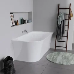 Duravit Baignoire d'angle acrylique salle de bain, vidage de trop plein, 2 places, Coin droite, 150x75x45cm, Blanc, DURADELFI