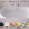 Otitec Baignoire d'angle droite - 160 x 75 cm - Blanc brillant rainure avec bonde chrome - PERLE