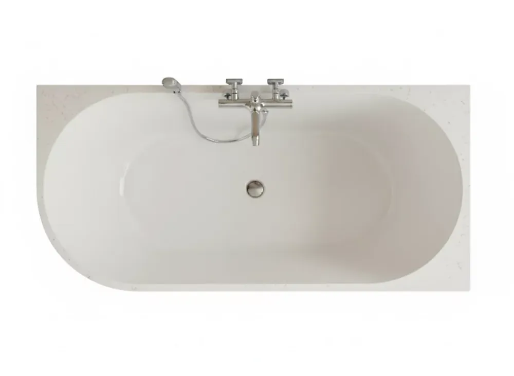 Otitec Baignoire d'angle droite - 160 x 75 cm - Blanc brillant rainure avec bonde chrome - PERLE
