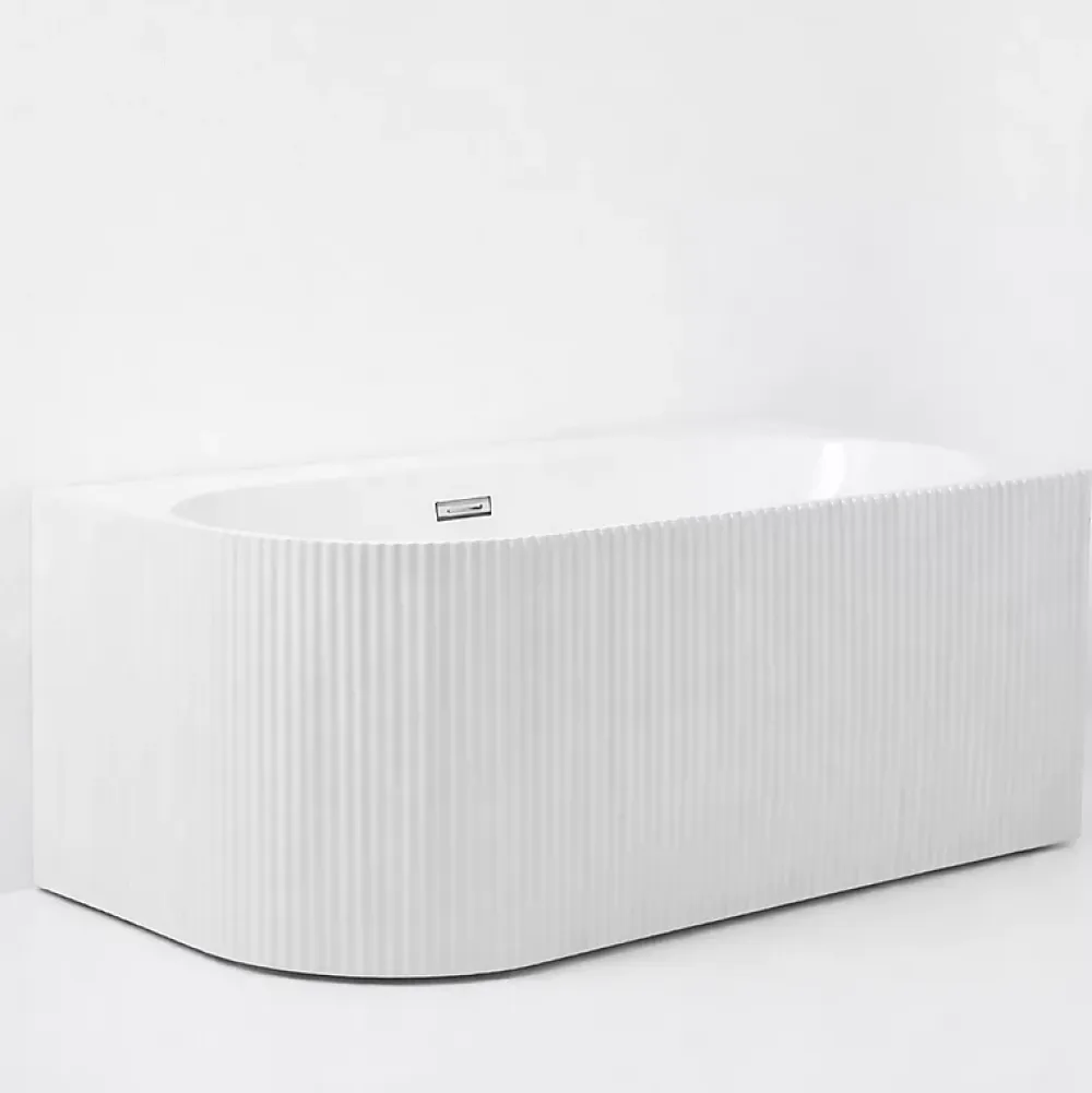 Otitec Baignoire d'angle droite - 160 x 75 cm - Blanc brillant rainure avec bonde chrome - PERLE
