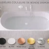 Otitec Baignoire d'angle droite - 160 x 75 cm - Blanc brillant rainure avec bonde blanche - PERLE